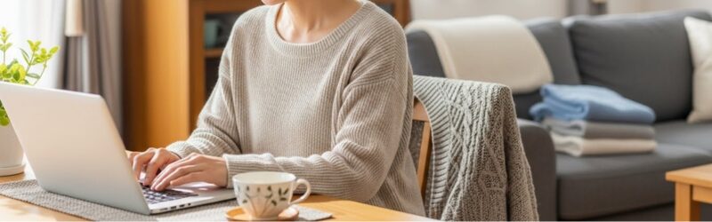 独自ドメインとは？個人のブログが「資産」になる理由とメリット
女性が家事の傍らブログ投稿。資産になり喜ぶ女性