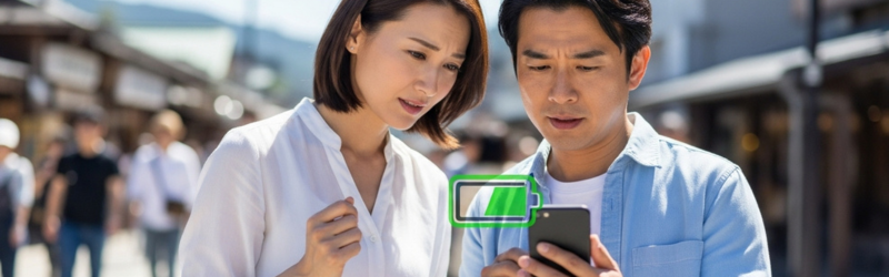 実体験｜「いらない」が「必需品」に変わった2つの理由
旅行中にバッテリー残量が少なくなり不安になる夫婦