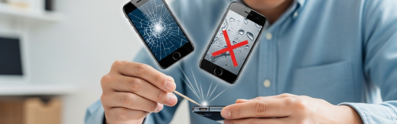 「一発で壊す」かも？40・50代が知っておきたい絶対NG掃除法とリスク
男性が端子部を爪楊枝でいじろうとしている画像。