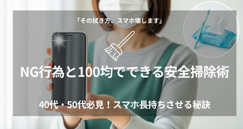 【40代・50代在宅ワーカー向け】スマホ掃除で絶対やってはいけないNG行為（爪楊枝、アルコール）と、100均グッズを使った安全な手入れ方法、正しいブロアーの使い方