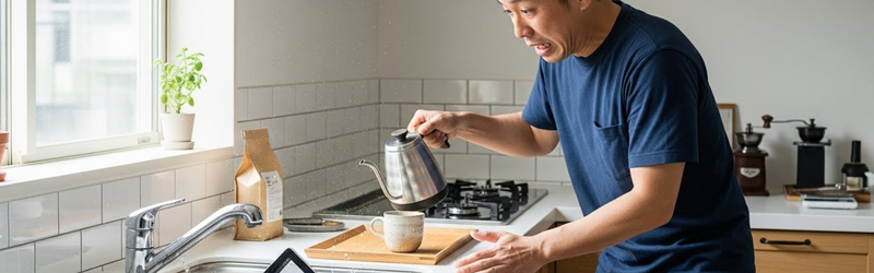 IPコード別でまるわかり！本当に必要な「防水レベル」はこれ。
男性がシンクにタブレットを落として慌てている