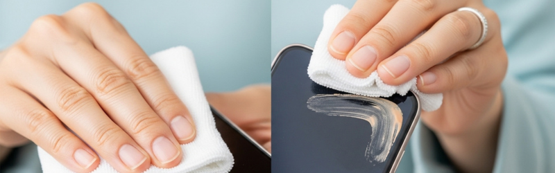 在宅ワーク固有の「特殊な汚れ」を安全に落とす裏技
女性がファンデーションを拭いている画像