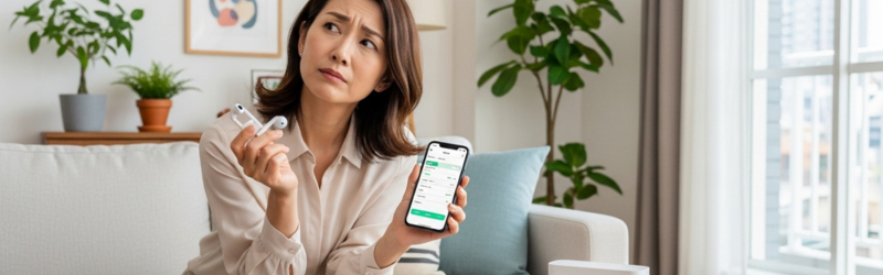 Bluetooth接続が不安定になる電波干渉トップ4
女性がイヤホンとスマホの接続に不満を持っている表情