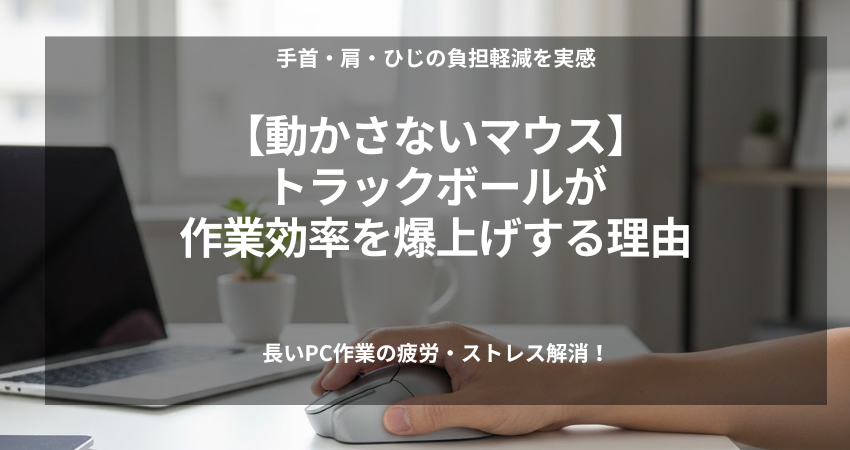 在宅ワーカー向けトラックボールの操作風景。手首の痛みを解消し、作業効率を向上させる動かないマウスのメリットを解説。