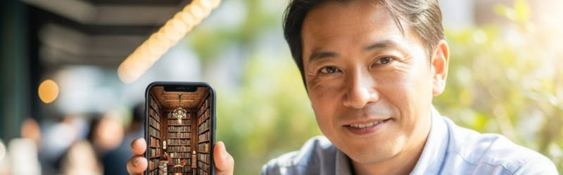 まとめ|【リスクゼロ】まずは30日間無料で試してみよう
スマホが図書館になったかのような便利さを喜ぶ男性