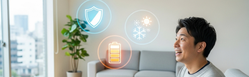 準固体のモバイルバッテリーが大きな3つもメリットをもっているとしって喜ぶ男性