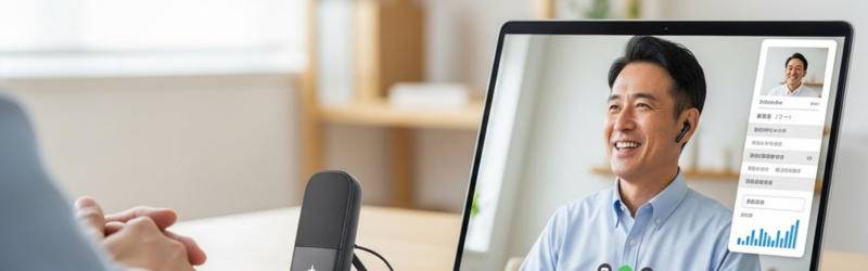 遅延が少なく快適な環境でオンライン会議を行う男性
