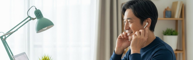 接続の安定・粘り強さや省エネ性能の向上によって仕事がしやすくなって喜んでいる男性イメージ