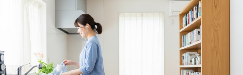 家事をしながら、掃除をしながらといった「ながら読書」ができる。スキマ時間を効果的に。