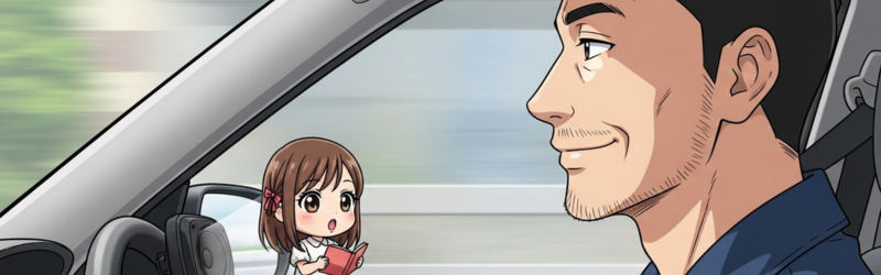 長い時間のドライブで新しい本を聴くことができるオーディブルに好奇心を刺激された男性