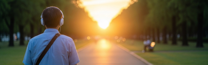 聴く読書で新しい自分時間と出会い、知識と出会い、成長するイメージ画像。