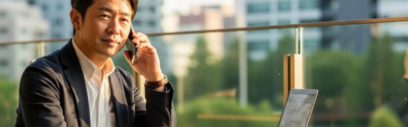 格安スマホでも大手キャリア回線で問題なく使えることを知り安心した男性のイメージ