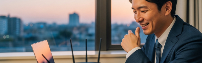 臨んだ回線で快適に仕事ができるようになった男性