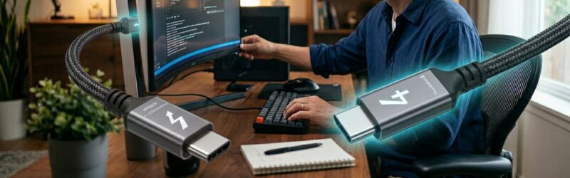 Thunderbolt 4ケーブルにして、充電・データ転送・映像転送を自由に行えるようになった画像