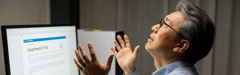 突然反応せず、キーを打てなくなったBluetoothキーボードに絶望する男性