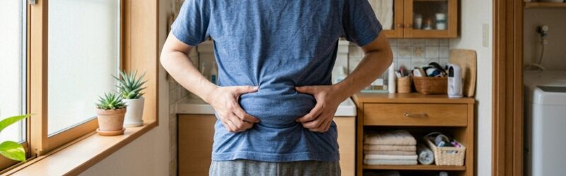 ダイエットや体重管理を行って健康を維持する決意をする男性