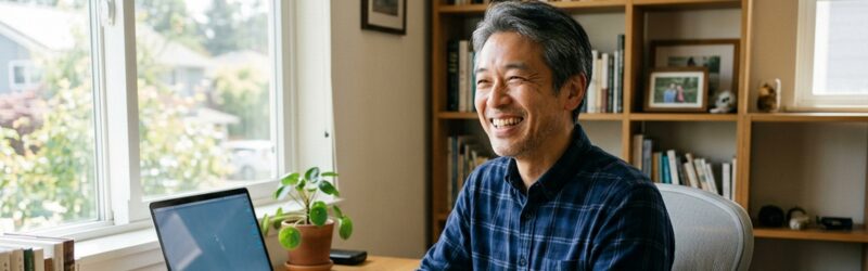 手動の作業から解放されて「あぁ、ラクになった」と一息ついている温かみのある瞬間