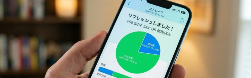 端末のストレージが、写真を削除することで空けられた瞬間