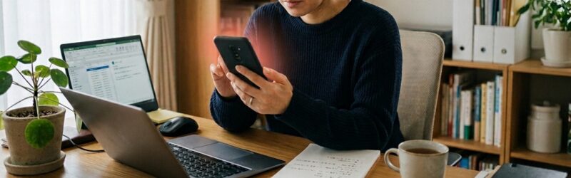 発熱したスマホを何とかしようと奮闘する男性の様子